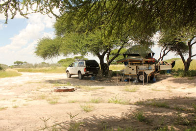 Central Kalahari.   Kori campsite.