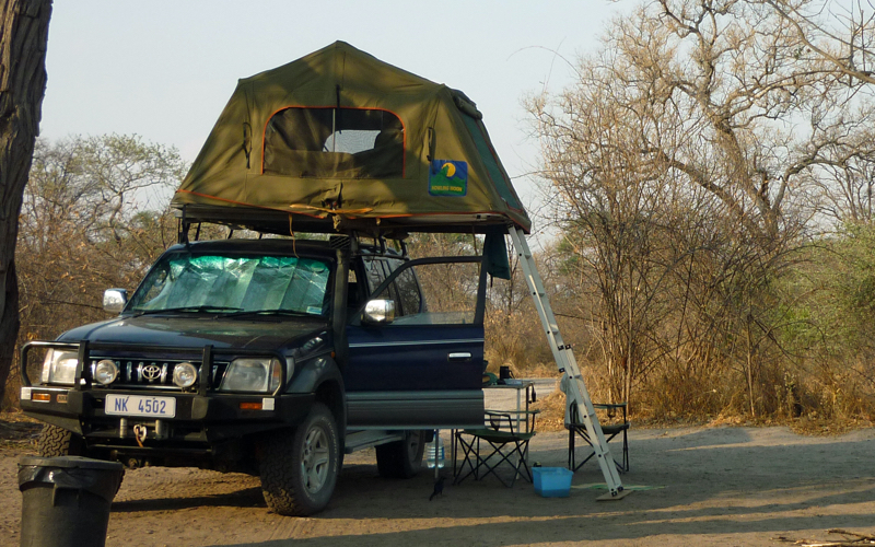 Roof-top tent on our Hilux.