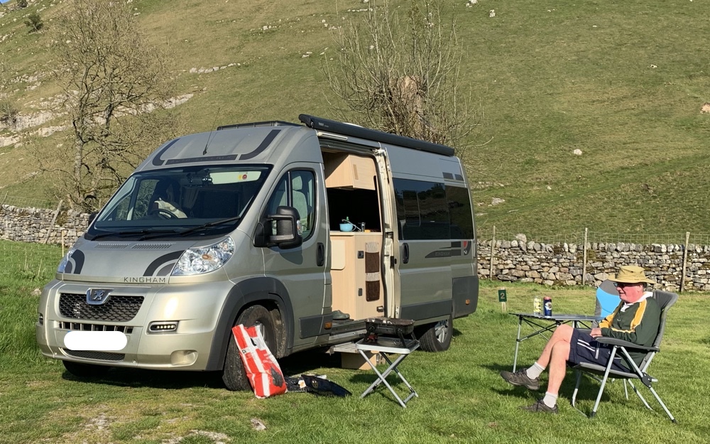 Our van at a small campsite in the Yorkshie Dales.