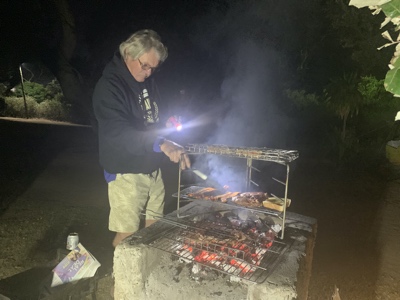 Geoff cooking on 3 different levels!