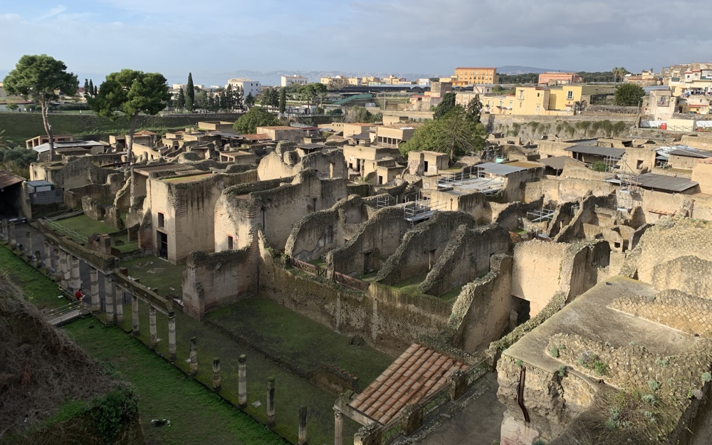 down onto the remains of part of Herculaneum