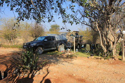 Outjo. Buschfeld Park Lodge campsite.