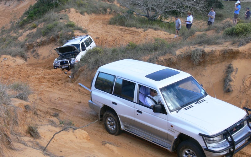 Getting a tow out of the sand.