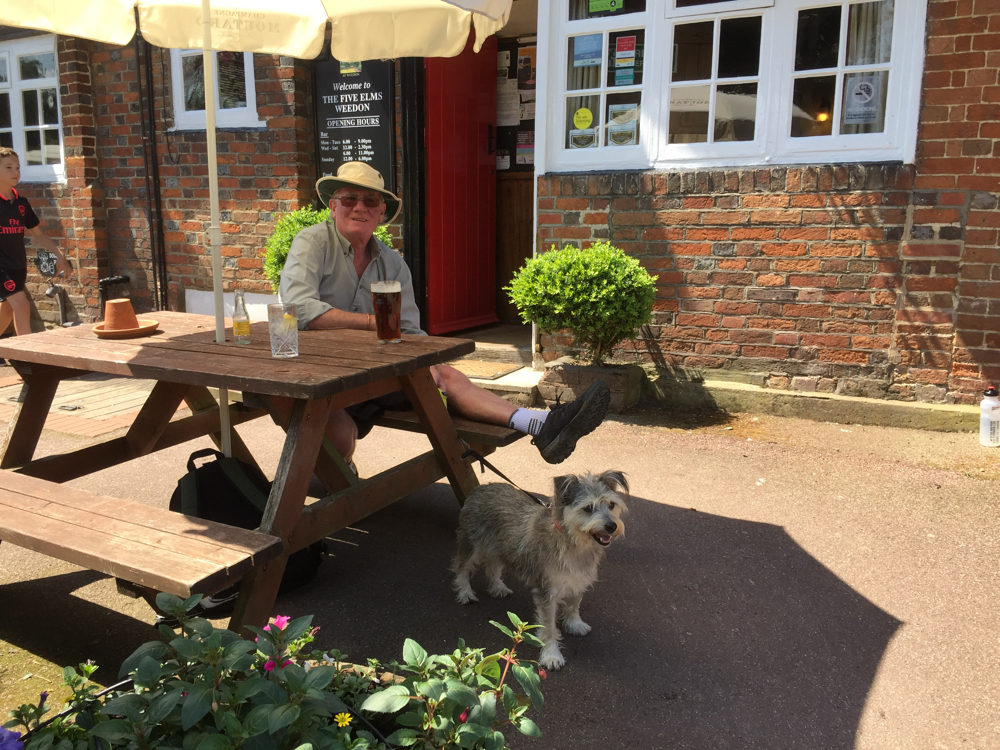 Sitting outside the oub for a drink.