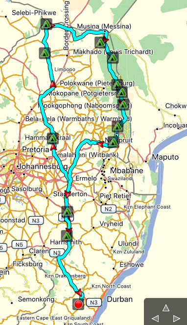 Map of our route.