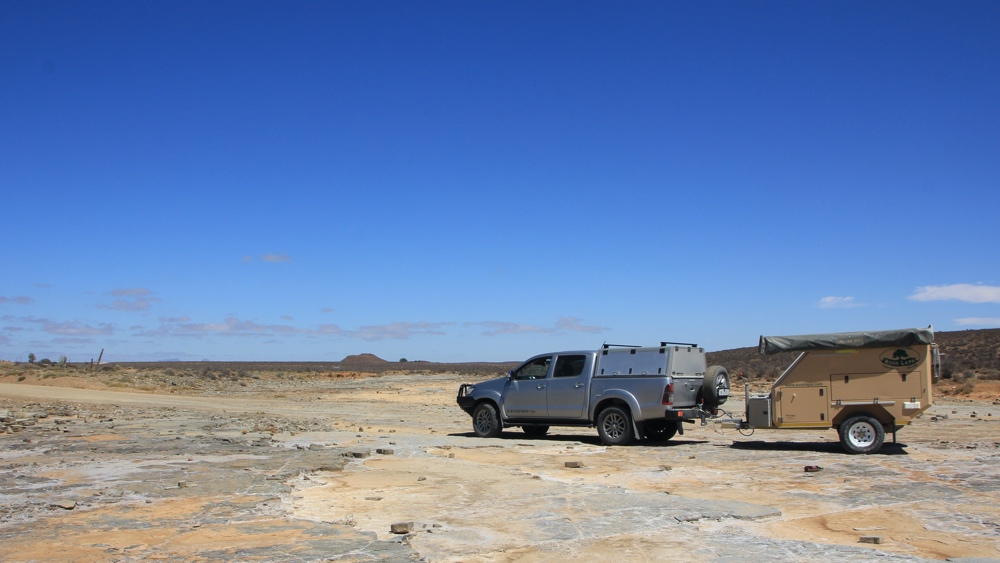 Crossing a dry river.
