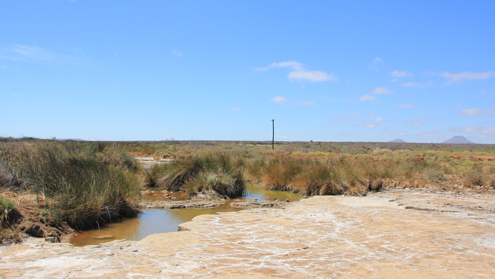 A apool of water in the river.