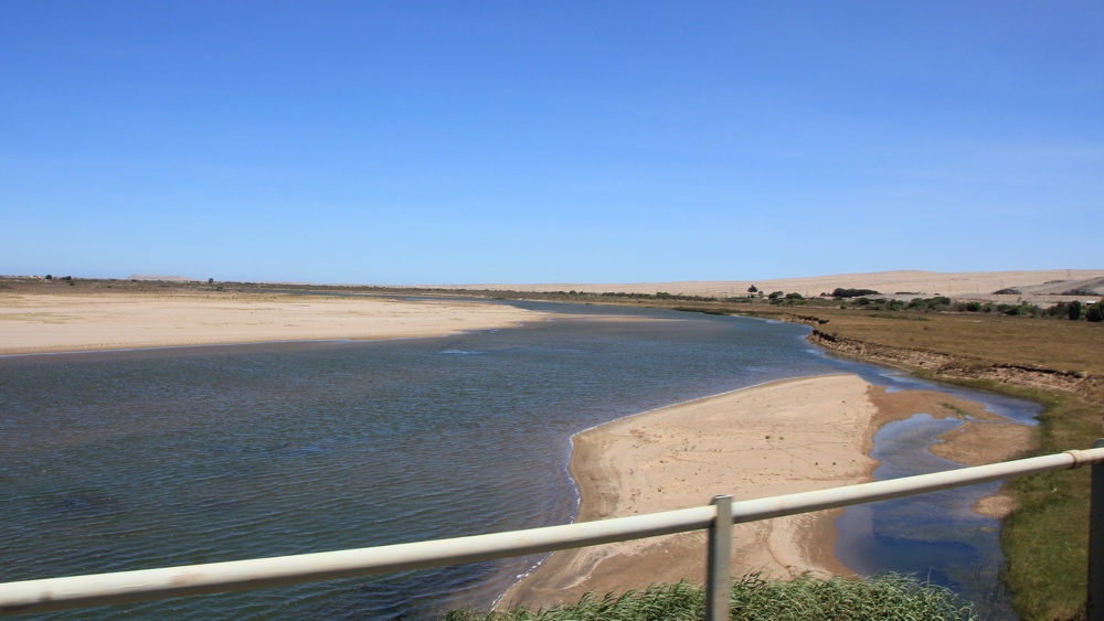 Crossing the Orange River from South Africa to Namibia.