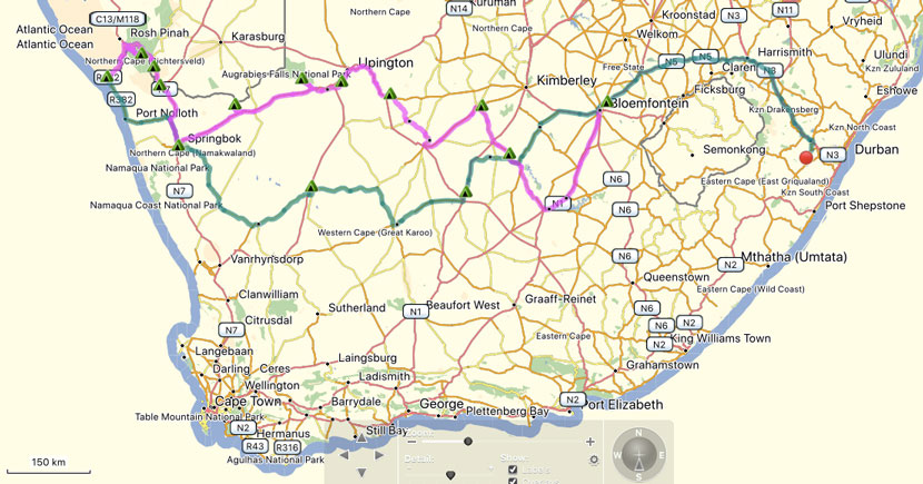 Map showing our route.
