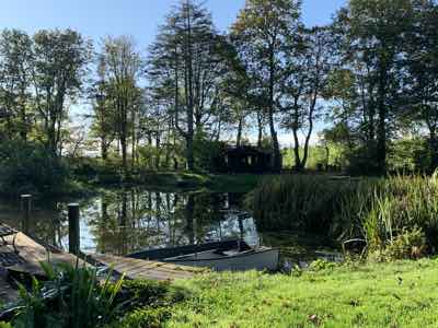 A lake surrounded by trees.