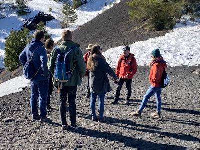  Francesco telling us about the craters on this area.