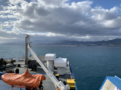 On board the ferry to Sicily.