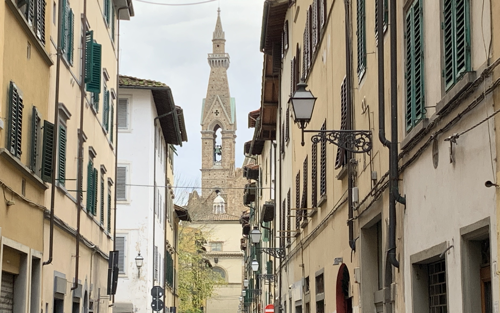 Wandering along narrow streets.