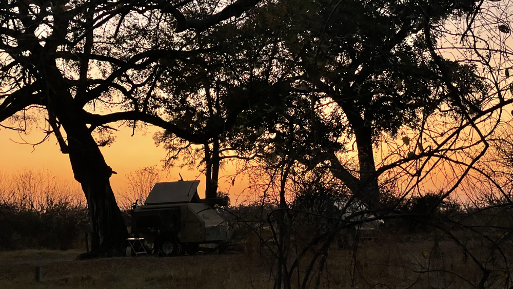 Sunrise with our van in the foreground.