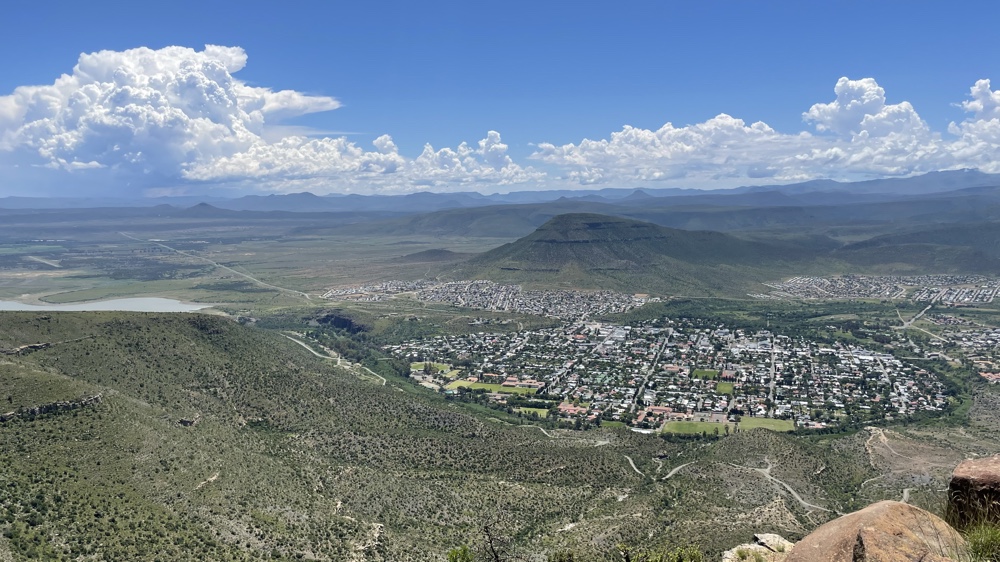 The town of Graaff Reinet down below.