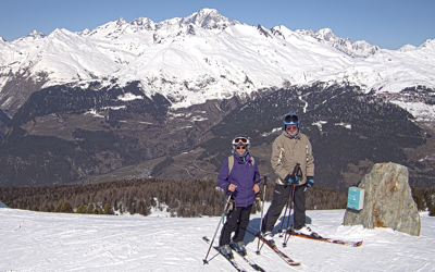 At the top of the Mont Blanc ski run.